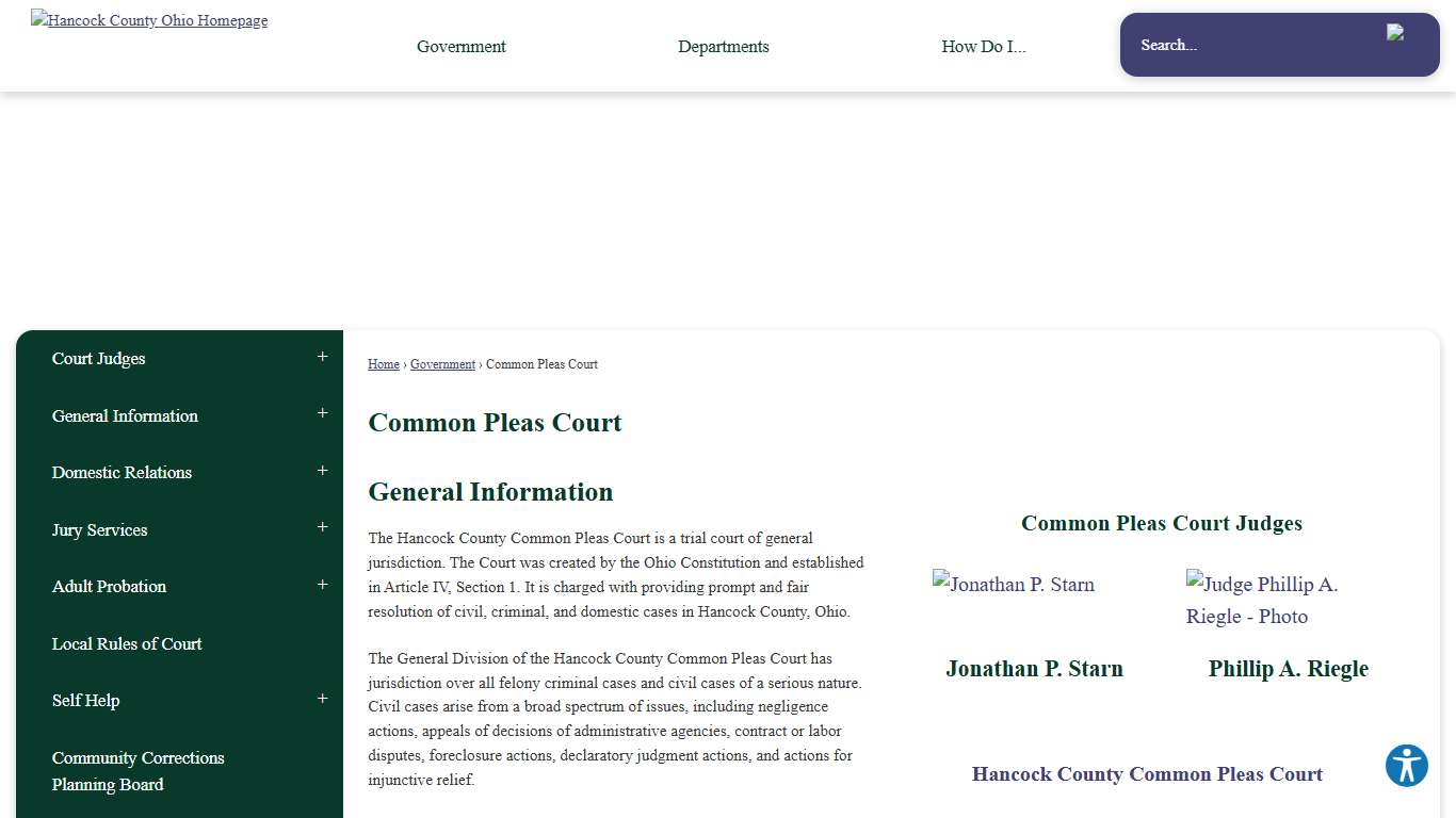 Common Pleas Court Hancock County, OH